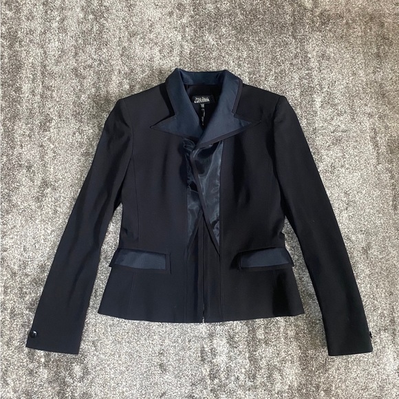 Vntg 1990s y2k JEAN PAUL GAULTIER Femme futuristic solid sheer zippered blazer - Picture 1 of 4